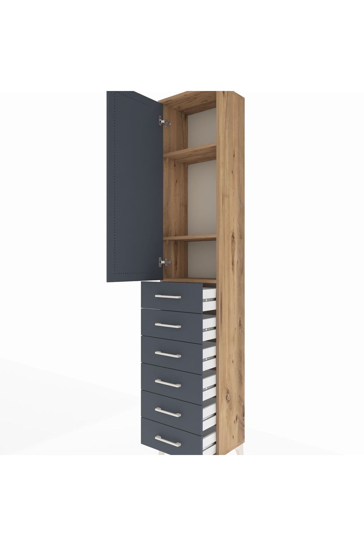 Arges Dolap 3 Raflı 6 Çekmeceli Tek Kapaklı 44x30x221 - S28M104V8A