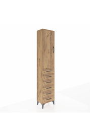 Arges Dolap 3 Raflı 6 Çekmeceli Tek Kapaklı 44x30x221 Çam-Çam