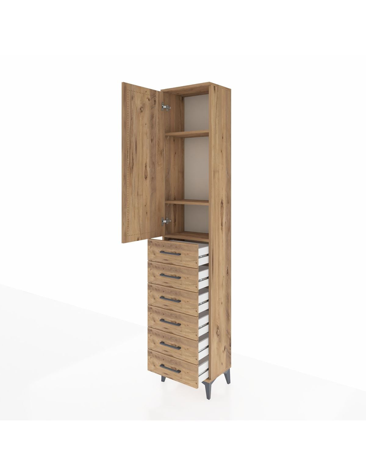 Arges Dolap 3 Raflı 6 Çekmeceli Tek Kapaklı 44x30x221 - S28M104V9A