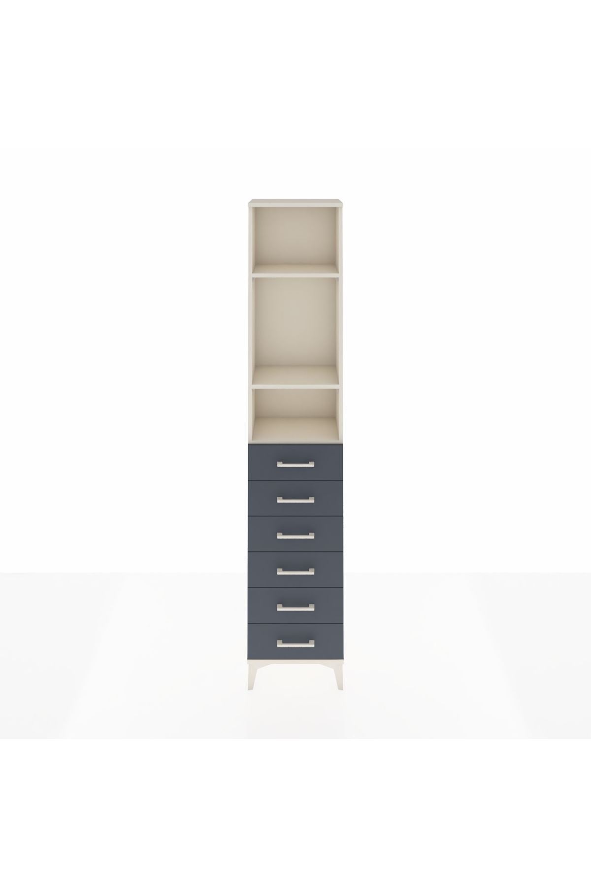 Arges Dolap 3 Raflı 6 Çekmeceli 44x30x221 Aytaşı-Antrasit