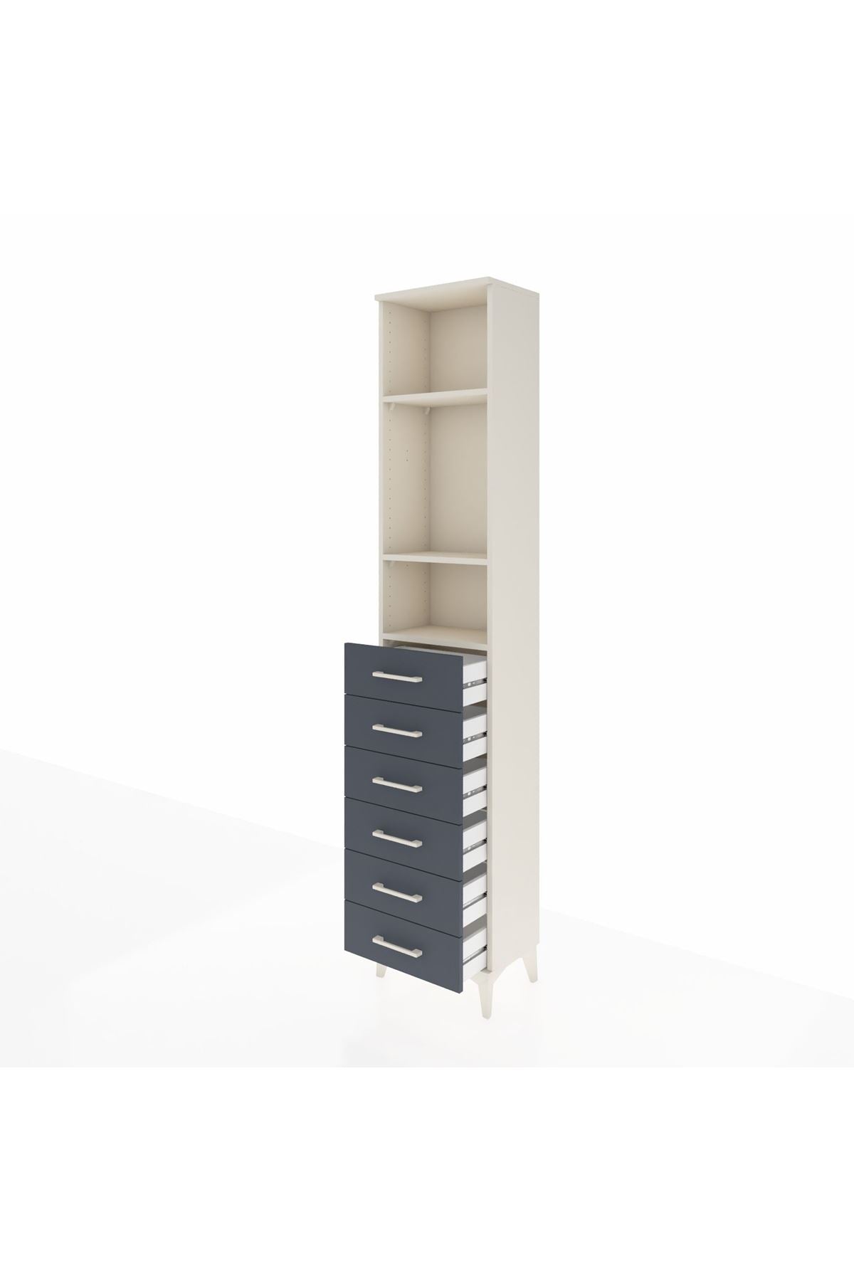 Arges Dolap 3 Raflı 6 Çekmeceli 44x30x221 Aytaşı-Antrasit