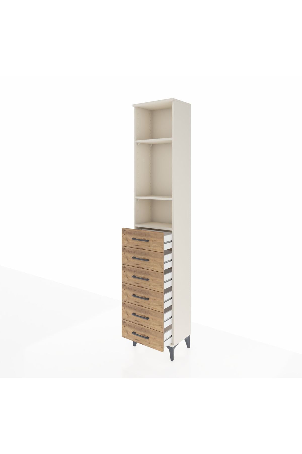 Arges Dolap 3 Raflı 6 Çekmeceli 44x30x221 Aytaşı-Çam