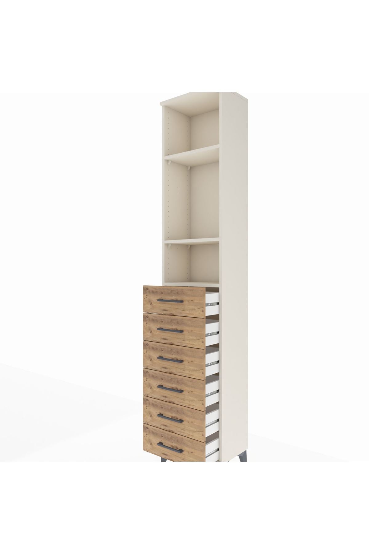 Arges Dolap 3 Raflı 6 Çekmeceli 44x30x221 Aytaşı-Çam