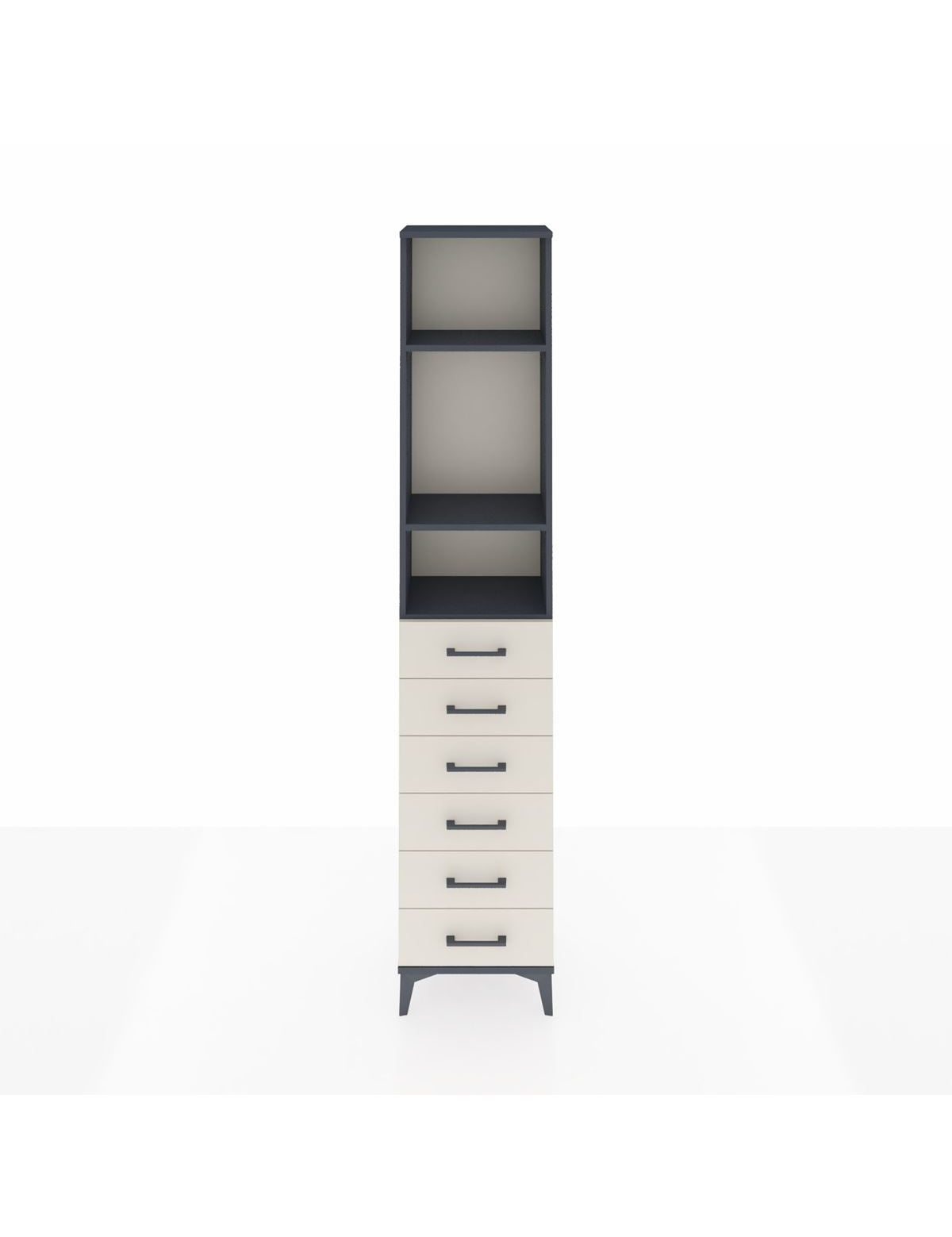 Arges Dolap 3 Raflı 6 Çekmeceli 44x30x221 Antrasit-Aytaşı