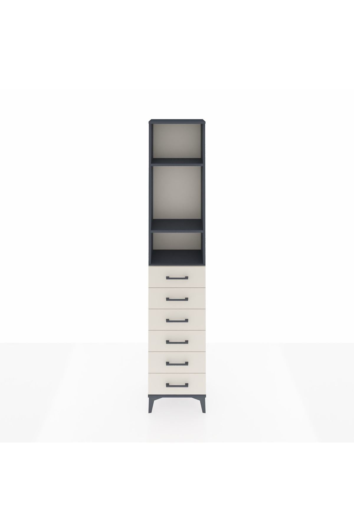 Arges Dolap 3 Raflı 6 Çekmeceli 44x30x221 Antrasit-Aytaşı