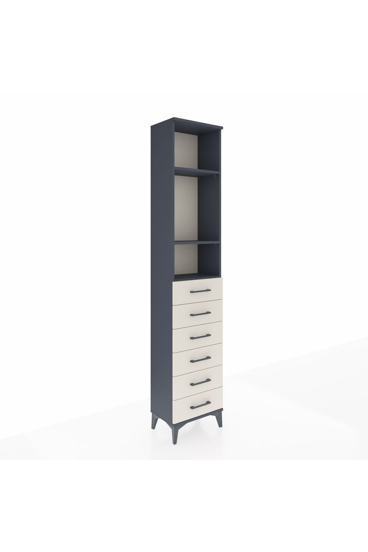 Arges Dolap 3 Raflı 6 Çekmeceli 44x30x221 Antrasit-Aytaşı