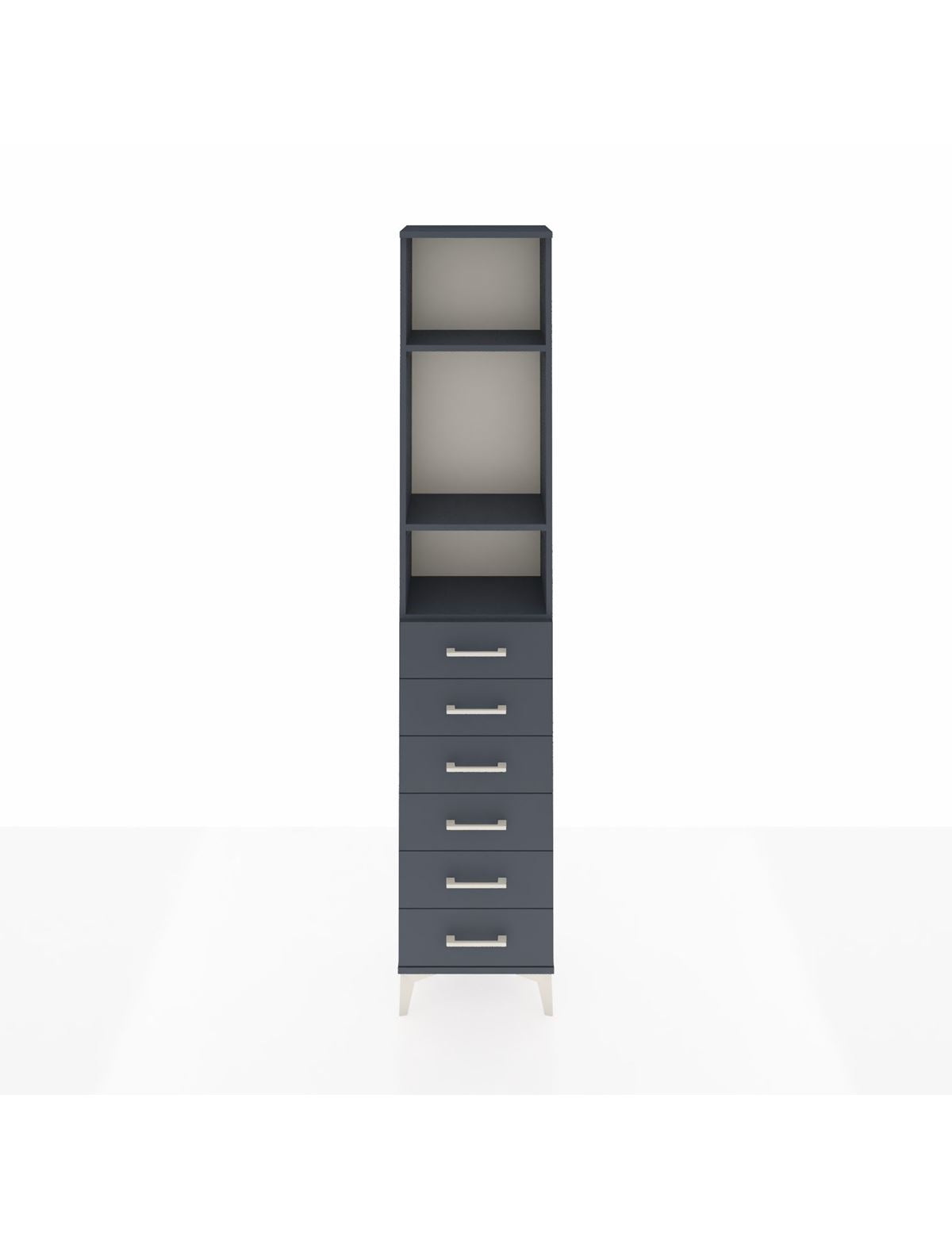 Arges Dolap 3 Raflı 6 Çekmeceli 44x30x221 Antrasit-Antrasit