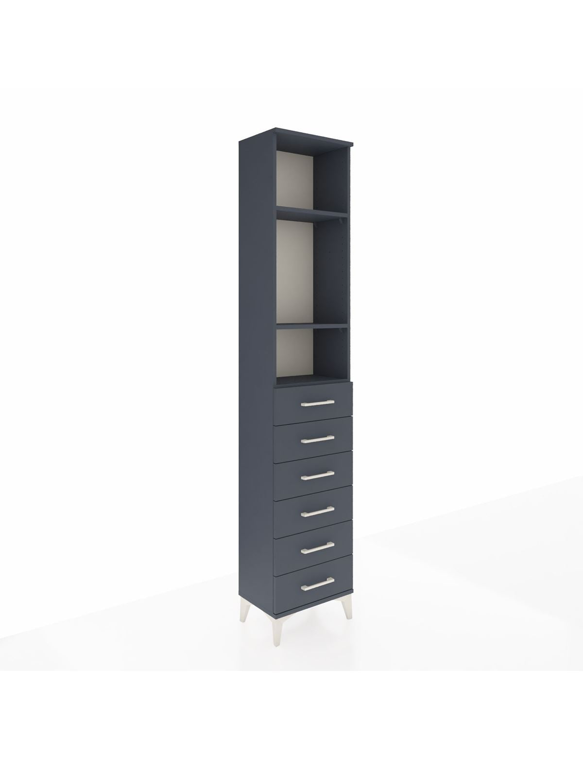 Arges Dolap 3 Raflı 6 Çekmeceli 44x30x221 Antrasit-Antrasit