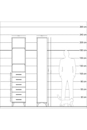 Arges Dolap 3 Raflı 6 Çekmeceli 44x30x221 Çam-Aytaşı