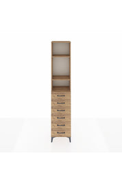 Arges Dolap 3 Raflı 6 Çekmeceli 44x30x221 Çam-Çam