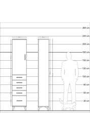 Arges Dolap 2 Raflı 5 Çekmeceli Tek Askılı 44x30x221 Aytaşı-Çam