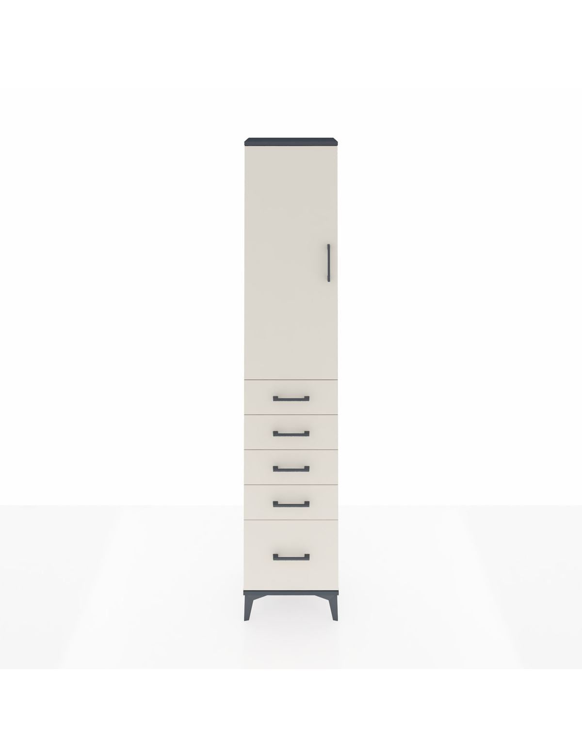 Arges Dolap 2 Raflı 5 Çekmeceli Tek Askılı 44x30x221 Antrasit-Aytaşı