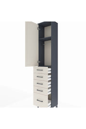 Arges Dolap 2 Raflı 5 Çekmeceli Tek Askılı 44x30x221 Antrasit-Aytaşı