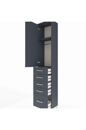 Arges Dolap 2 Raflı 5 Çekmeceli Tek Askılı 44x30x221 Antrasit-Antrasit