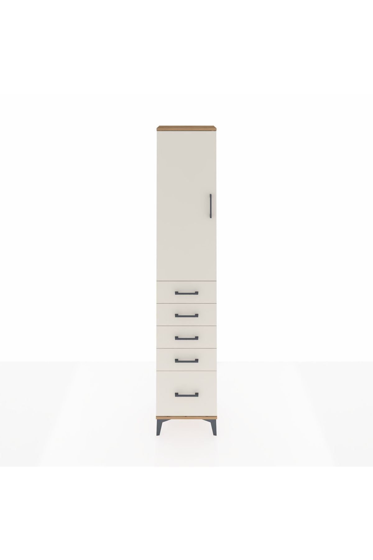 Arges Dolap 2 Raflı 5 Çekmeceli Tek Askılı 44x30x221 Çam-Aytaşı