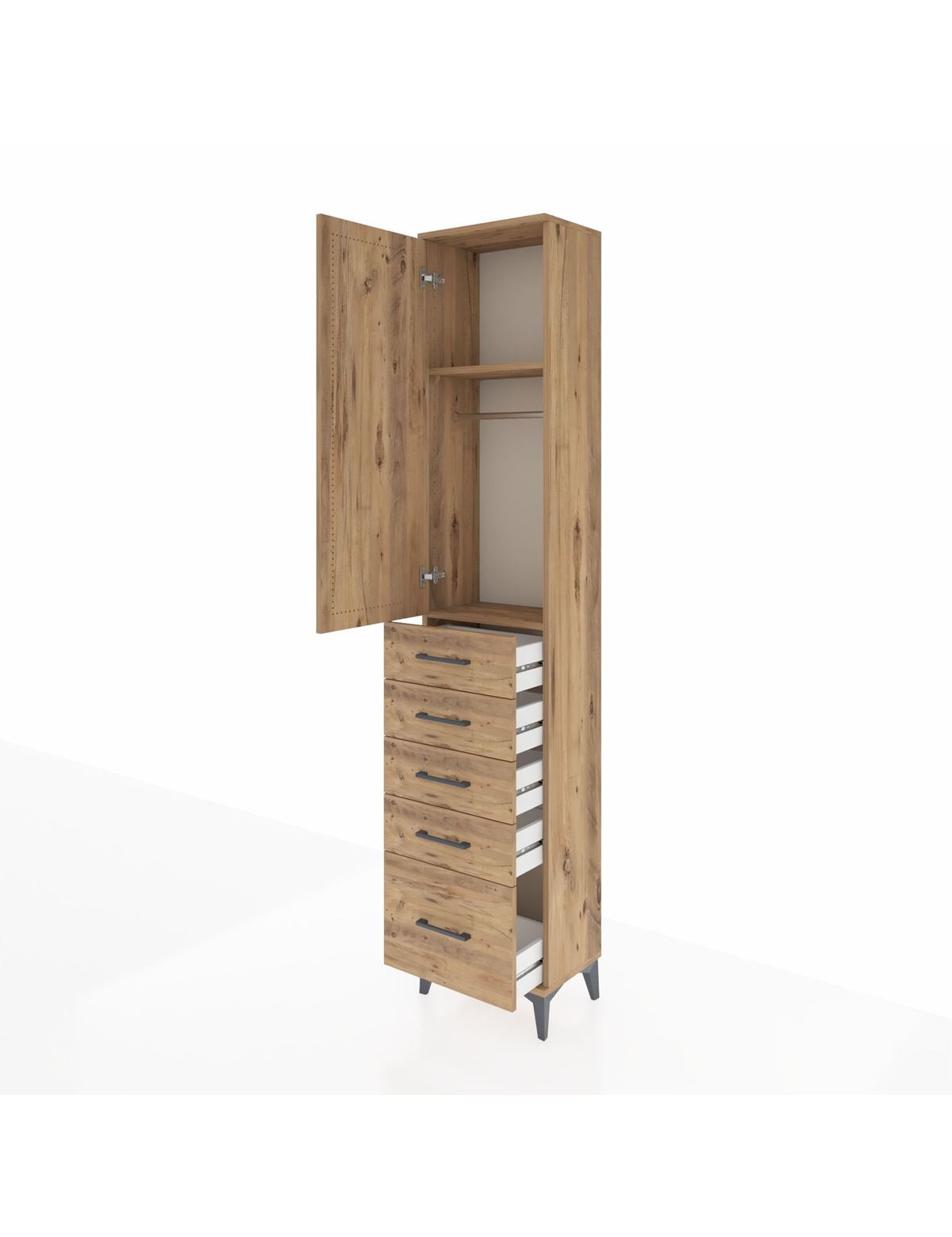 Arges Dolap 2 Raflı 5 Çekmeceli Tek Askılı 44x30x221 - S28M106V9A
