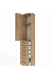 Arges Dolap 2 Raflı 5 Çekmeceli Tek Askılı 44x30x221 Çam-Çam