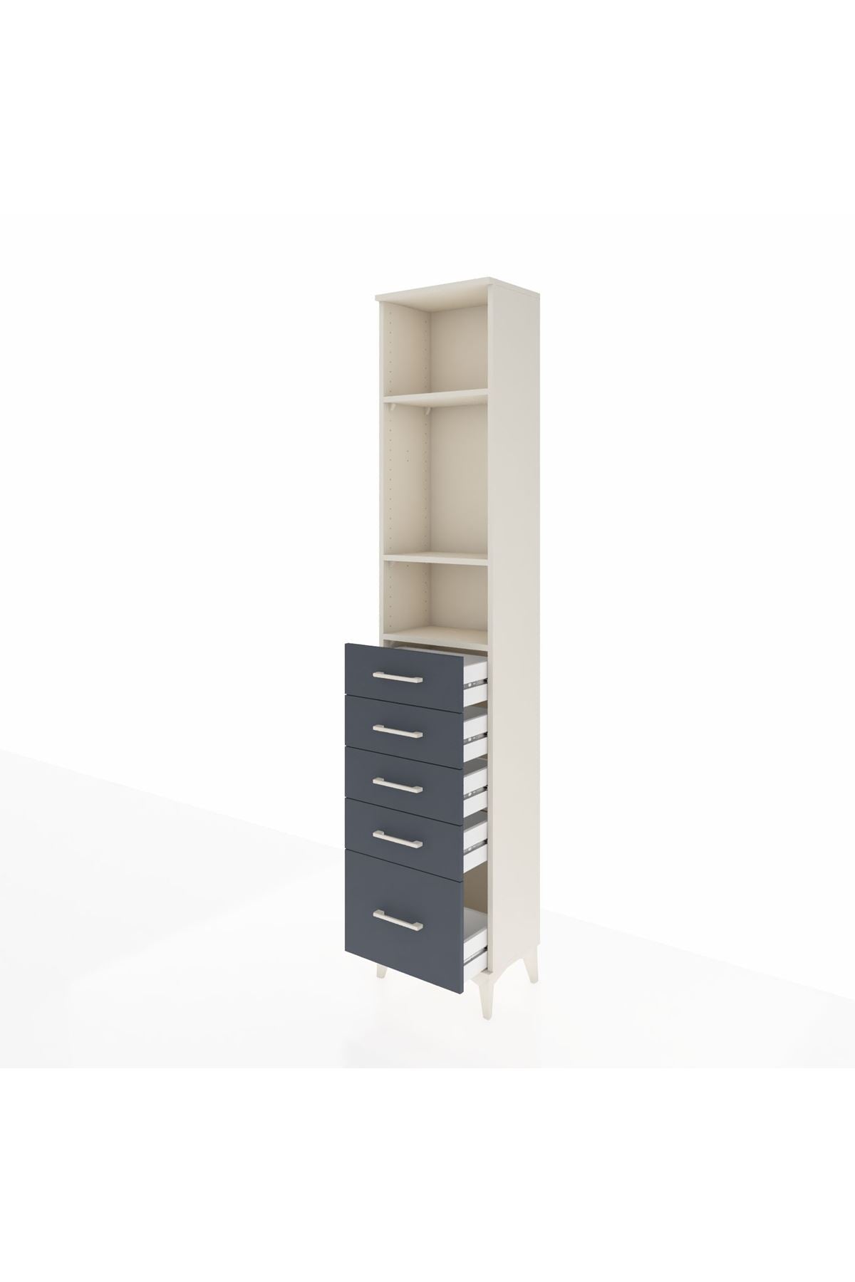 Arges Dolap 3 Raflı 5 Çekmeceli 44x30x221 Aytaşı-Antrasit