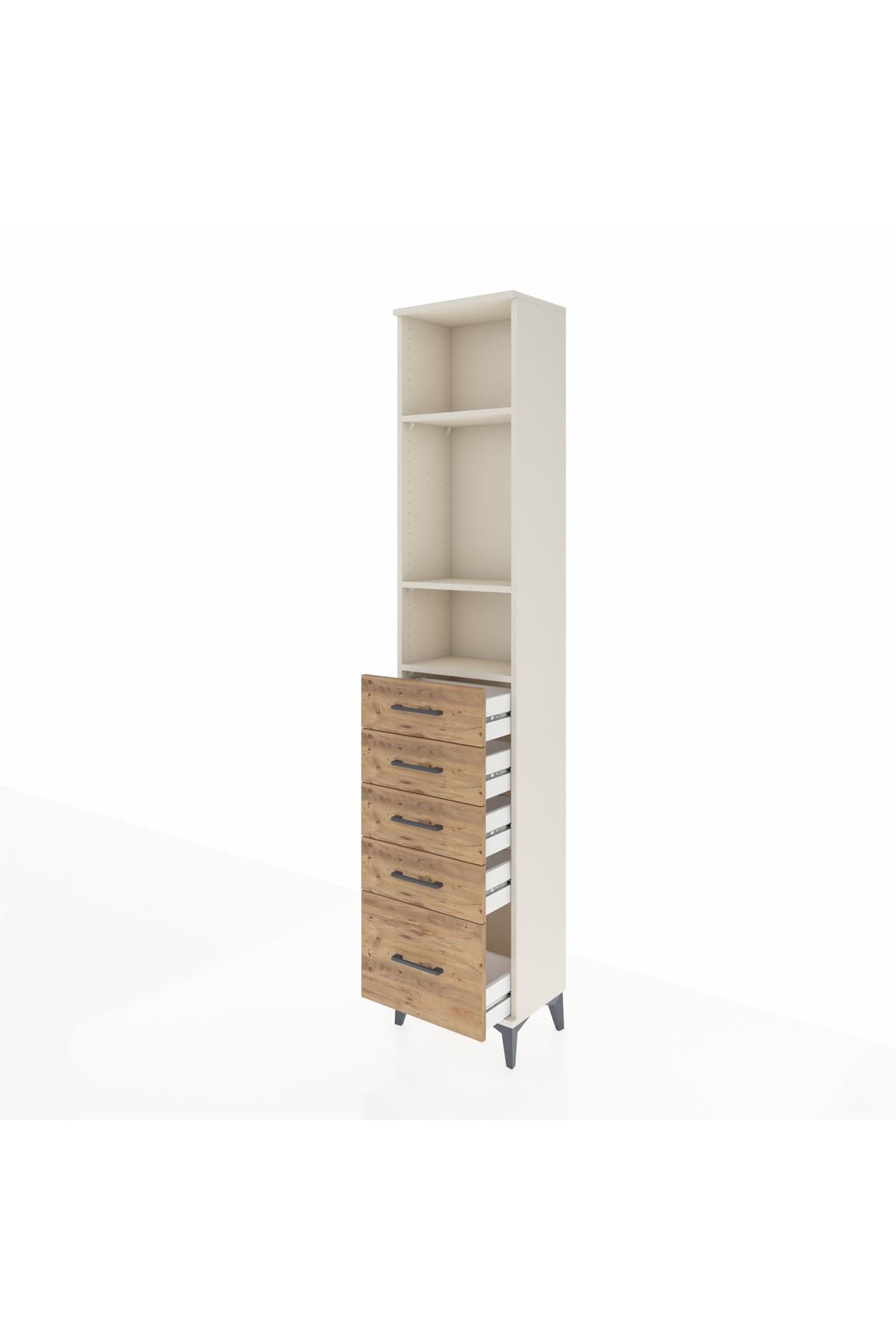 Arges Dolap 3 Raflı 5 Çekmeceli 44x30x221 Aytaşı-Çam