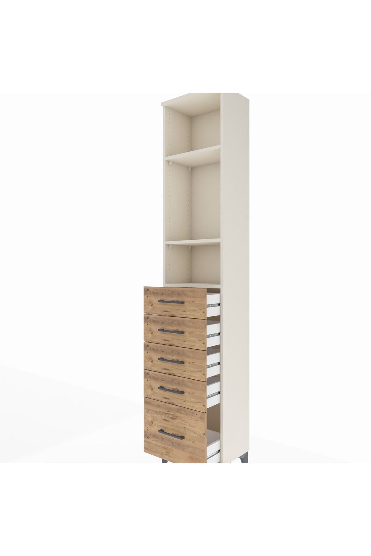 Arges Dolap 3 Raflı 5 Çekmeceli 44x30x221 Aytaşı-Çam