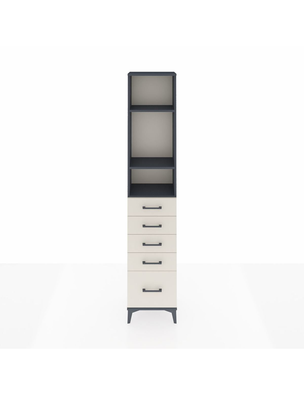 Arges Dolap 3 Raflı 5 Çekmeceli 44x30x221 Antrasit-Aytaşı