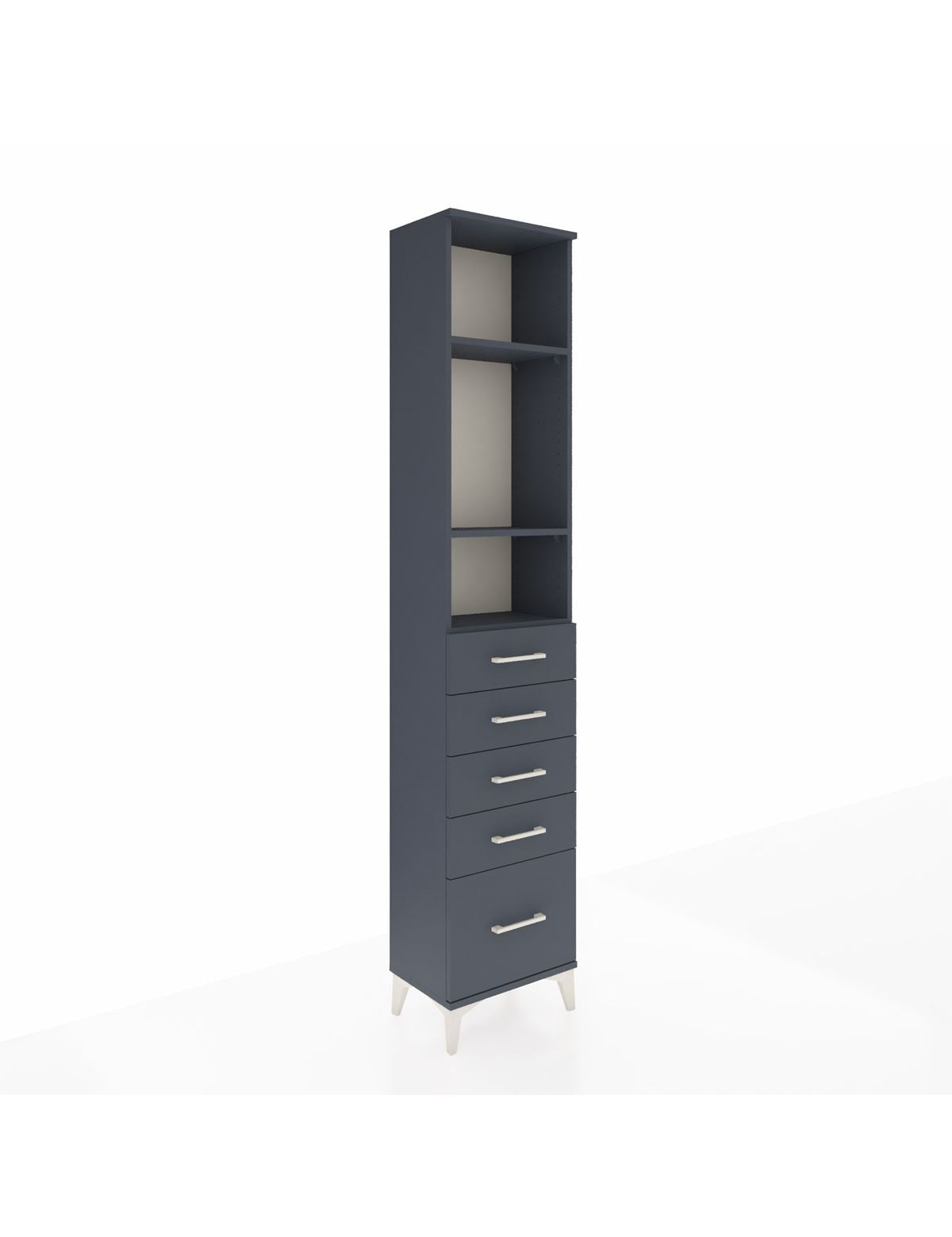 Arges Dolap 3 Raflı 5 Çekmeceli 44x30x221 Antrasit-Antrasit