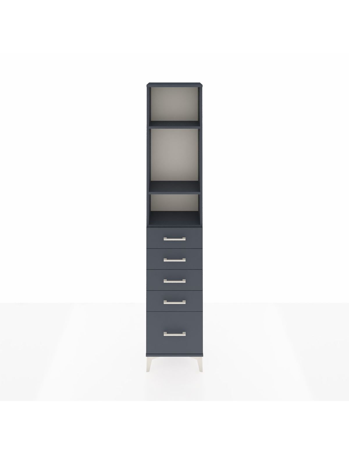 Arges Dolap 3 Raflı 5 Çekmeceli 44x30x221 Antrasit-Antrasit