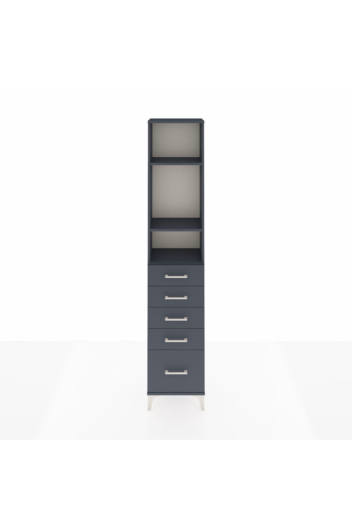 Arges Dolap 3 Raflı 5 Çekmeceli 44x30x221 Antrasit-Antrasit