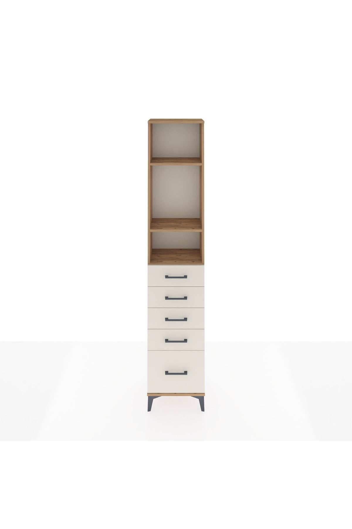 Arges Dolap 3 Raflı 5 Çekmeceli 44x30x221 Çam-Aytaşı