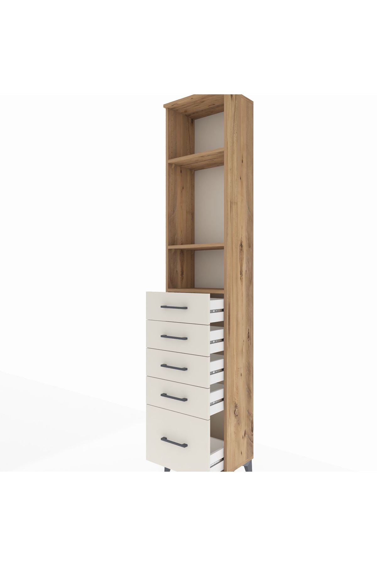 Arges Dolap 3 Raflı 5 Çekmeceli 44x30x221 Çam-Aytaşı