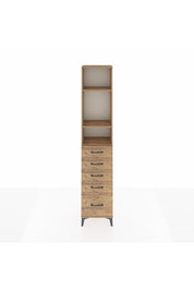 Arges Dolap 3 Raflı 5 Çekmeceli 44x30x221 Çam-Çam