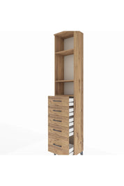 Arges Dolap 3 Raflı 5 Çekmeceli 44x30x221 Çam-Çam