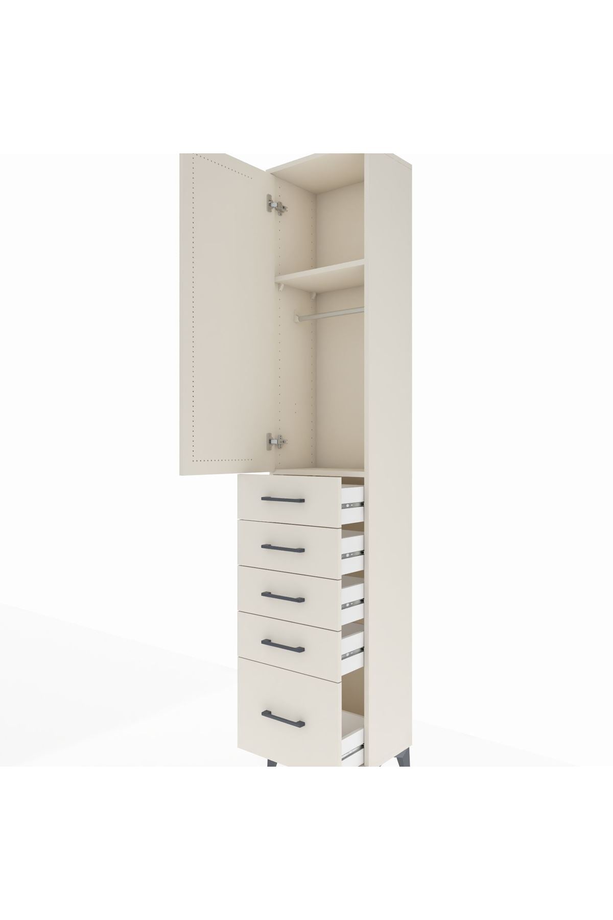 Arges Dolap 2 Raflı 5 Çekmeceli Tek Askılı 44x30x221 Aytaşı-Aytaşı