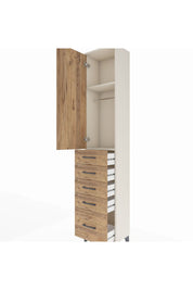 Arges Dolap 2 Raflı 5 Çekmeceli Tek Askılı 44x30x221 Aytaşı-Çam