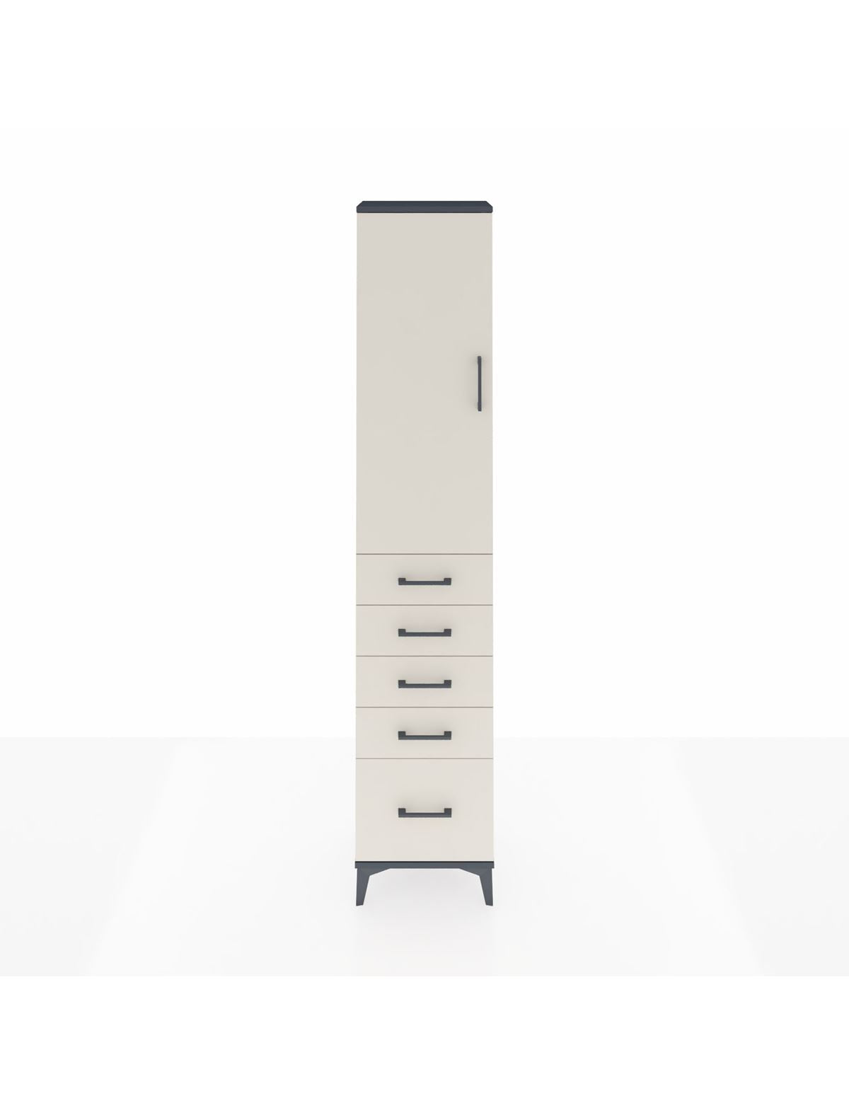 Arges Dolap 2 Raflı 5 Çekmeceli Tek Askılı 44x30x221 Antrasit-Aytaşı