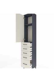 Arges Dolap 2 Raflı 5 Çekmeceli Tek Askılı 44x30x221 Antrasit-Aytaşı