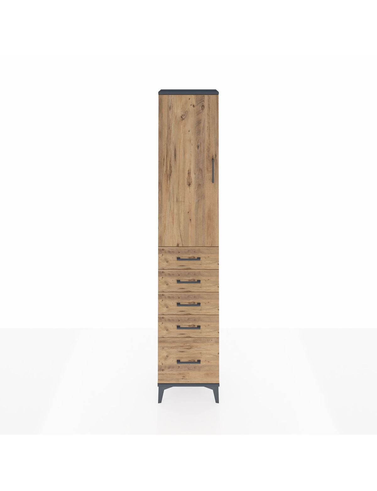 Arges Dolap 2 Raflı 5 Çekmeceli Tek Askılı 44x30x221 Antrasit-Çam