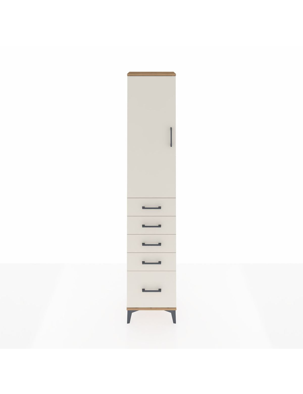 Arges Dolap 2 Raflı 5 Çekmeceli Tek Askılı 44x30x221 Çam-Aytaşı