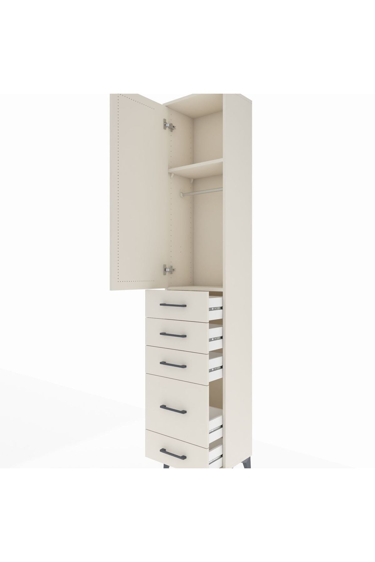 Arges Dolap 2 Raflı 5 Çekmeceli Tek Askılı 44x30x221 Aytaşı-Aytaşı