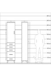 Arges Dolap 2 Raflı 5 Çekmeceli Tek Askılı 44x30x221 Aytaşı-Antrasit