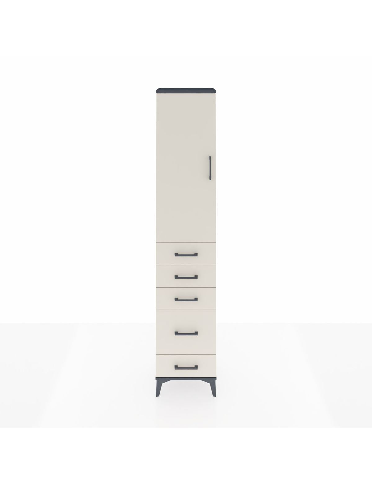 Arges Dolap 2 Raflı 5 Çekmeceli Tek Askılı 44x30x221 Antrasit-Aytaşı