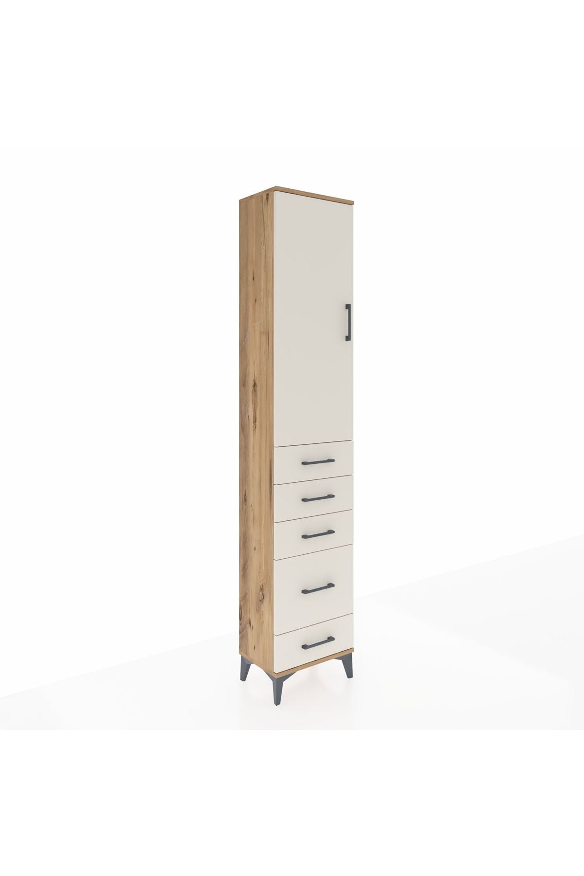 Arges Dolap 2 Raflı 5 Çekmeceli Tek Askılı 44x30x221 Çam-Aytaşı