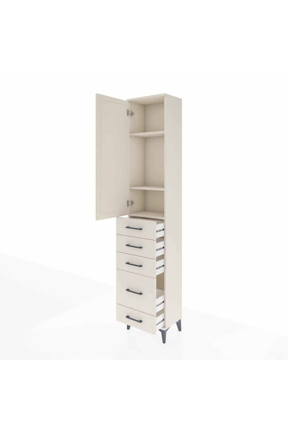 Arges Dolap 3 Raflı 5 Çekmeceli Tek Kapaklı 44x30x221 Aytaşı-Aytaşı