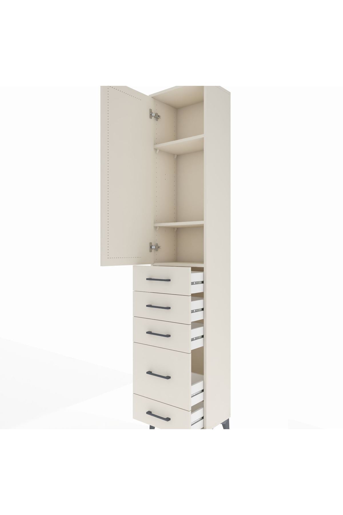 Arges Dolap 3 Raflı 5 Çekmeceli Tek Kapaklı 44x30x221 Aytaşı-Aytaşı