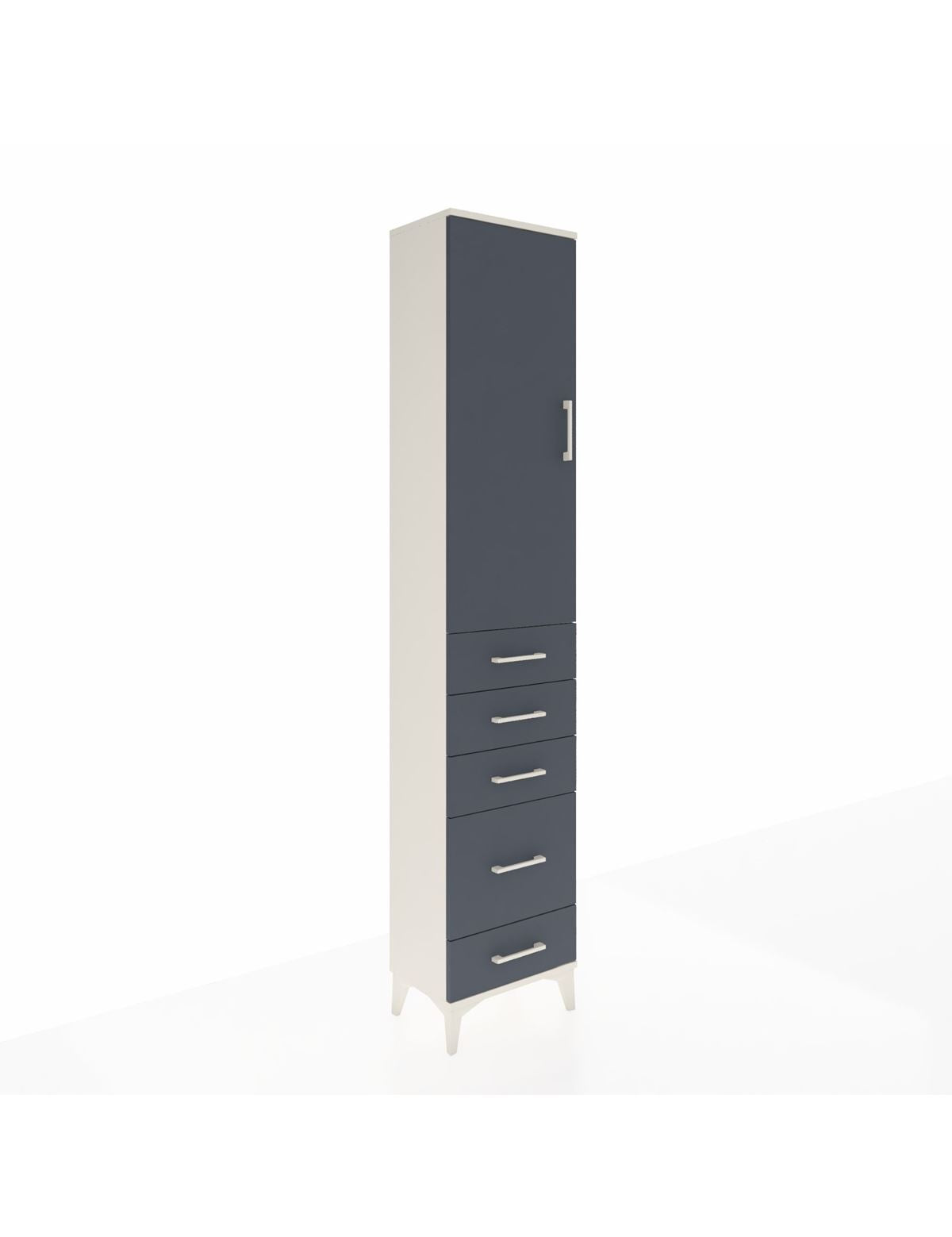 Arges Dolap 3 Raflı 5 Çekmeceli Tek Kapaklı 44x30x221 Aytaşı-Antrasit