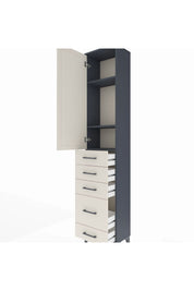 Arges Dolap 3 Raflı 5 Çekmeceli Tek Kapaklı 44x30x221 Antrasit-Aytaşı