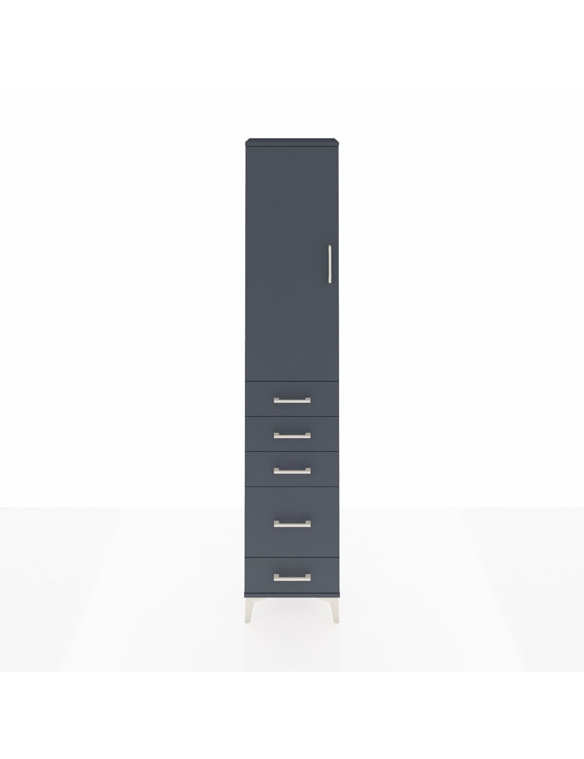 Arges Dolap 3 Raflı 5 Çekmeceli Tek Kapaklı 44x30x221 Antrasit-Antrasit