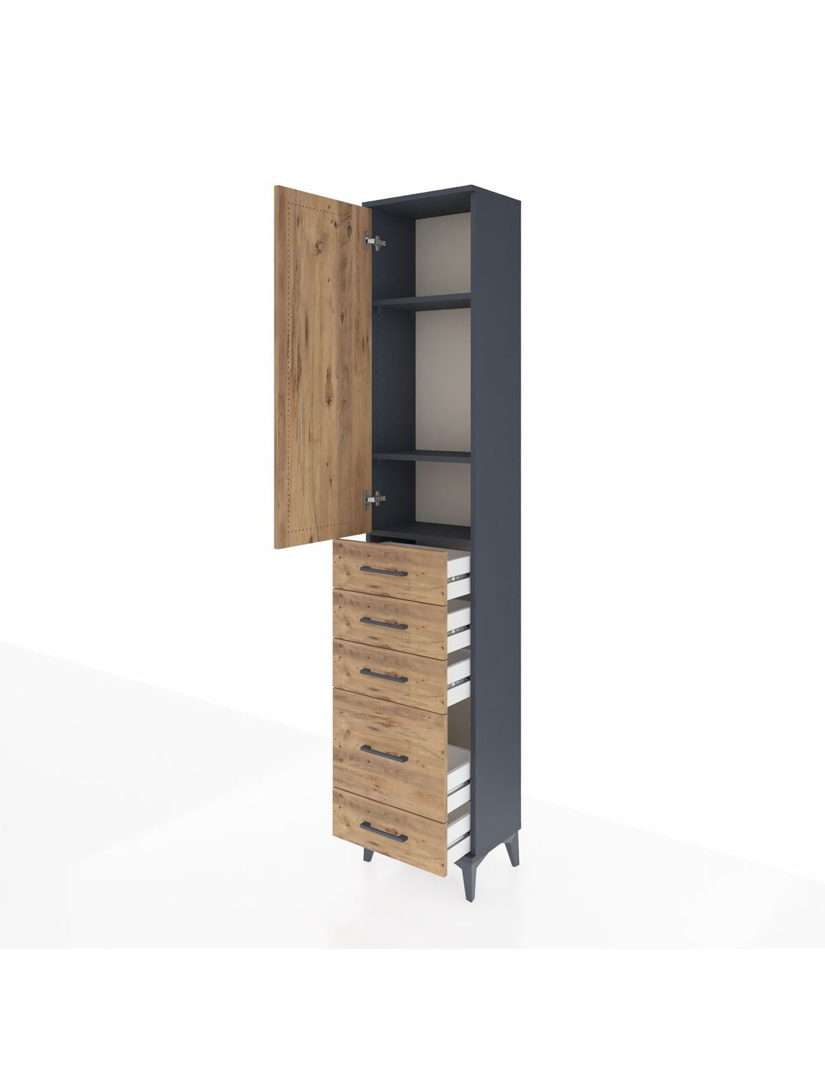 Arges Dolap 3 Raflı 5 Çekmeceli Tek Kapaklı 44x30x221 - S28M110V6A