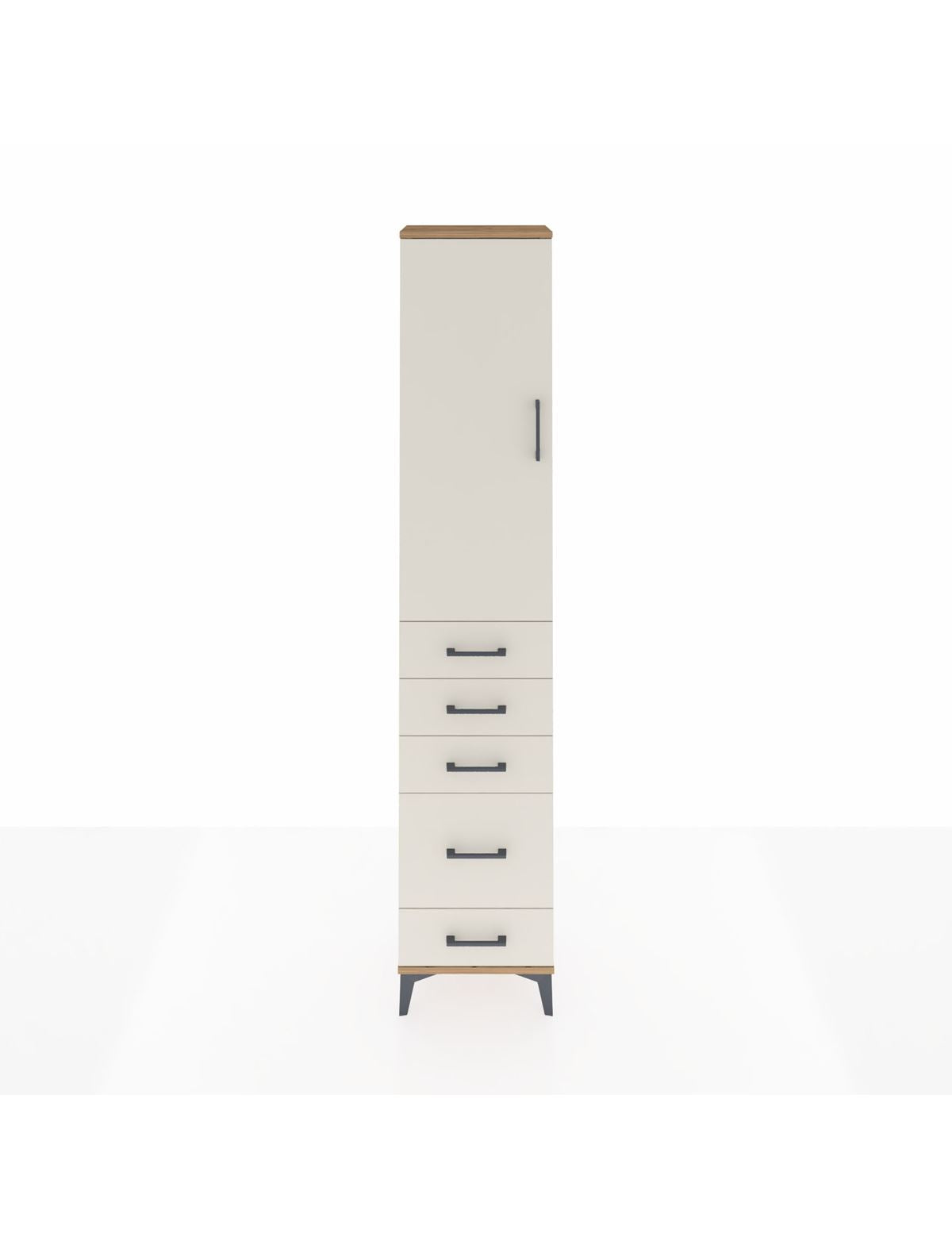 Arges Dolap 3 Raflı 5 Çekmeceli Tek Kapaklı 44x30x221 Çam-Aytaşı