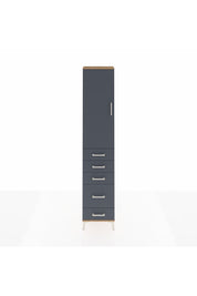 Arges Dolap 3 Raflı 5 Çekmeceli Tek Kapaklı 44x30x221 Çam-Antrasit